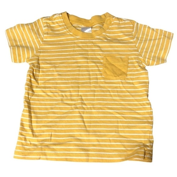 🎉3 For 15$🎉 H&m Baby Organic Cotton Yellow Stripes T-shirt Size 4-6 Months - Picture 1 of 4
